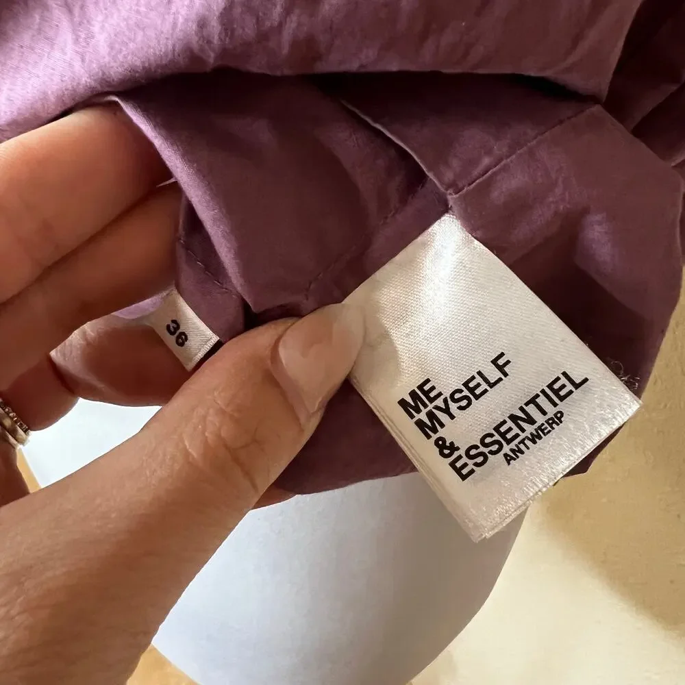 Essentiel Antwerp Bubu Elasticated Ruffle Top Dirty Purple cotton WOMENS 36 US 4